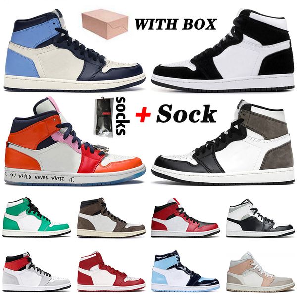 

with box 2021 twist basketball shoes high obsidian unc jumpman 1 1s dark mocha fearless mid chicago toe trainers sneakers 36-46, White;red