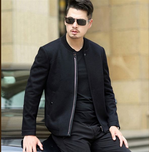 

2021 new hombre chaquettes jackets and casual men's coats thin wool collar male jacket wxf065 zrd0, Black;brown