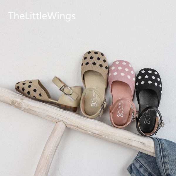 

children's shoes spring and summer 2020 new korean fashion polka dot princess girls' breathable knitting shoes 1-8 years old t2007, Black;red