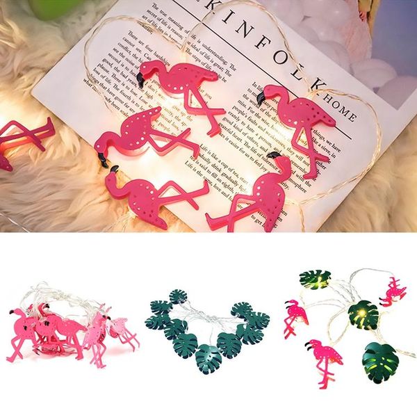 

qifu pink flamingo green leaf string light flamingo party decoration тропическая летняя вечеринка поставляет свадебный день рождения декор b
