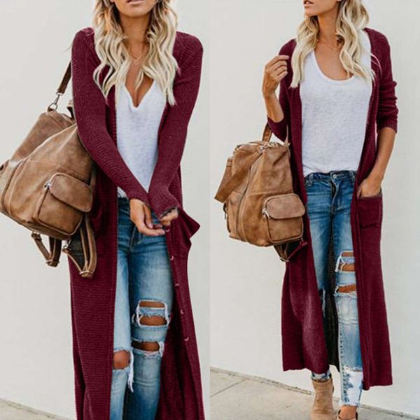 

long over the knee coat windbreaker new cardigan sweater women's fall / winter 2019, White;black