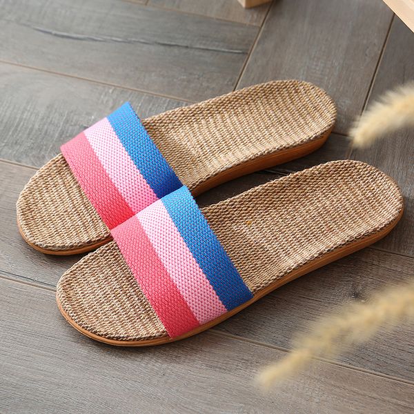 

men's and women's spring and autumn slippers fashion couples home indoor four seasons non-slip soft hemp sandals, Black