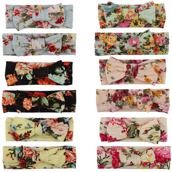 

mommy baby headbands floral bowknot headband for mother daughter turban headbands set bunny ear hairbands hair accessories, Slivery;white