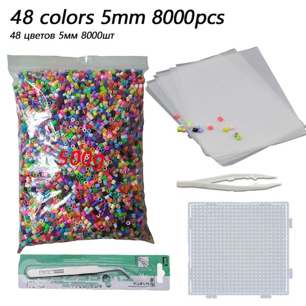 

500g 8000pcs 5mm hama beads (1 template+3 ironpaper+2 tweezers)mini hama fuse beads diy kids educational toys q1214