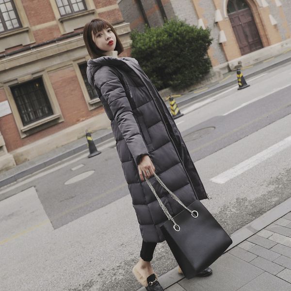 

2021 new solid color in cotton-quilted fashion women's clothing mid-length leisure zipper below the thin knees adjust cotton jacket 6go, Black