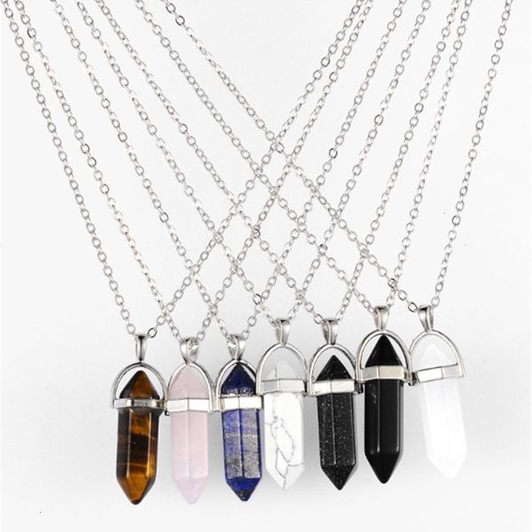 

gold chain silver stainless steel jewelry natural necklace stone pendants statement chokers rose quartz healing crystals83vj