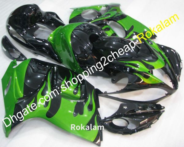 GSXR1300 08-16 Carenature per moto per Suzuki GSX-1300 Hayabusa 2008-2016 GSX 1300R Carenatura carrozzeria nera fiamma verde (stampaggio ad iniezione)