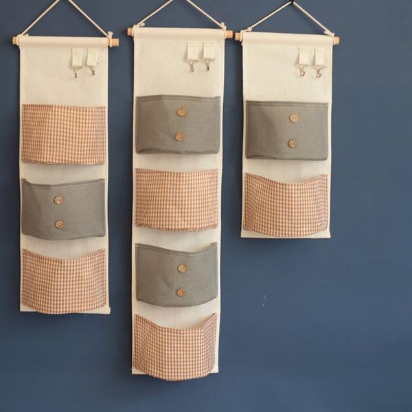 

storage boxes & bins fabric hanging bag 2/3/4 pockets organizer multi-pocket with key hook hanger sundries waterproof
