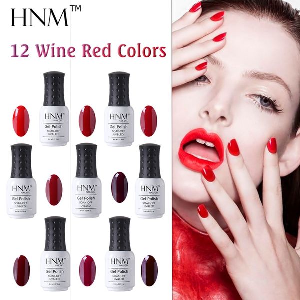 

hnm 12pcs/lot nail gel polish red wine color series gelpolish uv long last hybrid ink semi permanent soak off nail gel lacquer, Red;pink