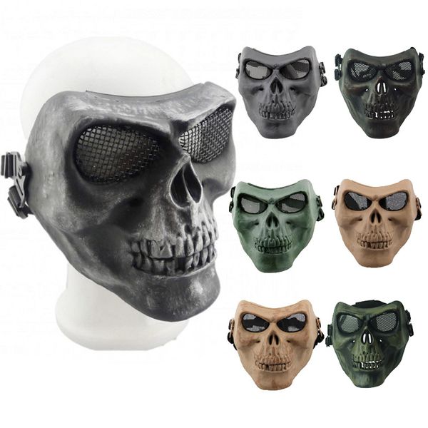 Outdoor Tactical Airsoft Skull Skeleton Mask Protezione sportiva Gear Shooting Cosplay Half Face NO03-106