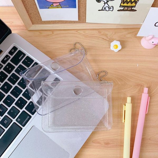 

card holders fashion transparent waterproof pvc women case business holder men bag id mini wallet girls coin purse1, Brown;gray