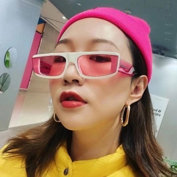 

sunglasses 2021 small square women yellow pink lens brand glasses ladies tiny rectangle red sun shades uv400, White;black