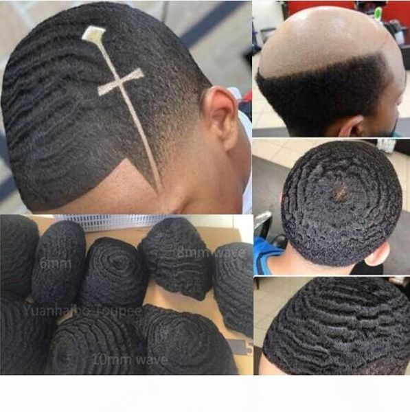 

african american afro wave mono lace toupee for basketbass players indian remy human hair replacement afro wave hair men wig inng, Black