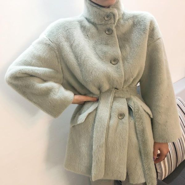 

winter thick solid women fur jacket outwear lady faux rabbit fur sashes fashion coats female warm coats, Tan;black