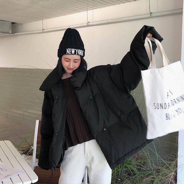 

overlight winter duck down jacket turtleneck jackets long sleeve warm solid female parka released outwear 2020 p64z, Black