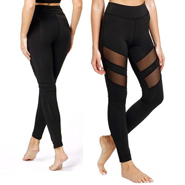 

the big size of new delivery quality productsyoga protection sports women's fitness pants tights high waist hip lifting net push u, Black