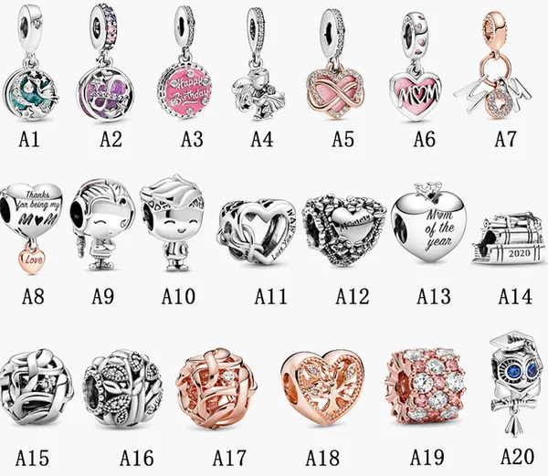 Bayan 925 Ayar Gümüş Charms Fit Pandora Bilezik Stil En Kaliteli Anneler Günü Serisi Asılı Boncuklu Sabitleme Klip Lady Orijinal Kutusu Ile DIY Boncuk