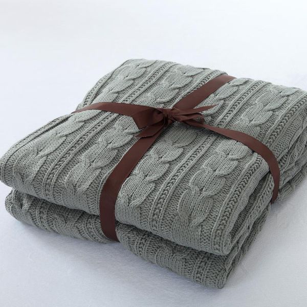 

blankets 120*180cm knitted blanket cotton throw with double cover knit cable warm super soft