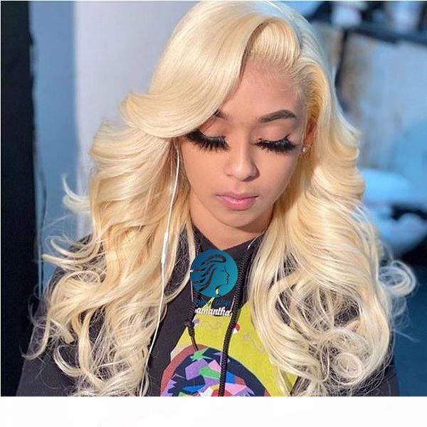 

glueless full lace wigs pre pluckeded body wave 613 wig with baby hair 150 density transparent lace wig remy brazilian for black women, Black;brown