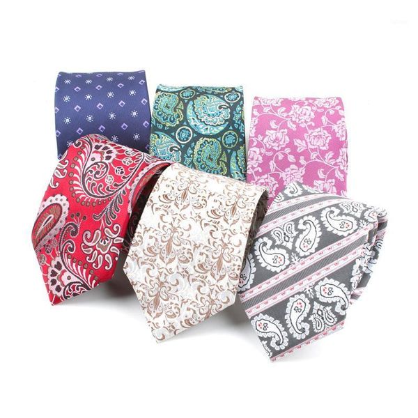 

linbaiway 8cm necktie business ties for men's polyester paisley floral cashew formal wedding dress neck tie neckwear custom logo1, Blue;purple