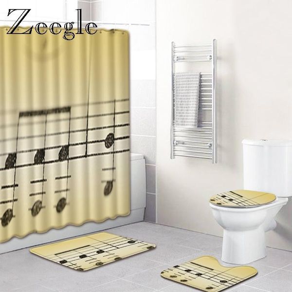 

bath mats musical note printed mat and shower curtain set anti slip waterproof foot rug home decor tolilet carpet floor