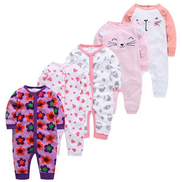 5 pcs bebê pijamas menino menino pijamas bebe algodão algodão respirável ropa bebe recém-nascido dormentes bebê pjiamas lj200827