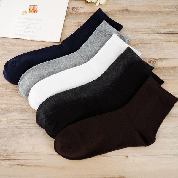 

men solid color middle tube socks solid color autumn and winter business breathable sweat absorption leisure sports men's socks1, Black