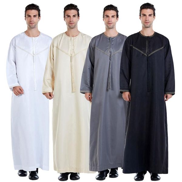 Abbigliamento etnico Abaya Uomo Moda musulmana Abbigliamento da uomo arabo 2022 Tinta unita Casual Colletto alla coreana Stampa Abito modesto Abito islamico Maschile