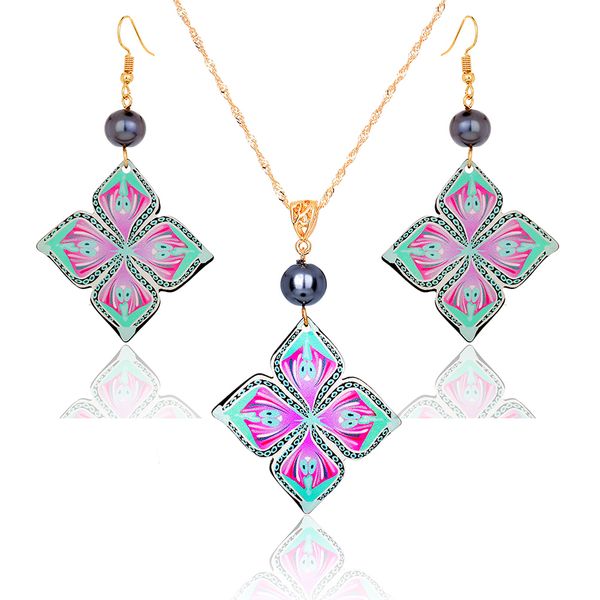 

jewelry set of fashion holiday earrings dangling fish hook acrylic drop accessories hawaiian jewelry sets for women gifts, Silver