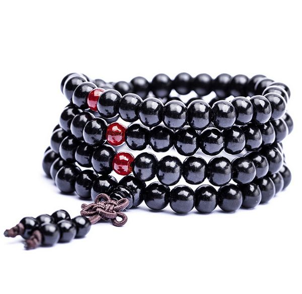 

decor fashion 108*6mm prayer buddhist bracelet tibetan bangle wrist ornament wood buddha beads women jewelry religion ch, Black