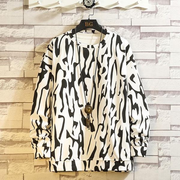 

spring autumn 2021 print skateboard casual new men's hip hop hoodies sweatshirts streetwear one piece brand black white