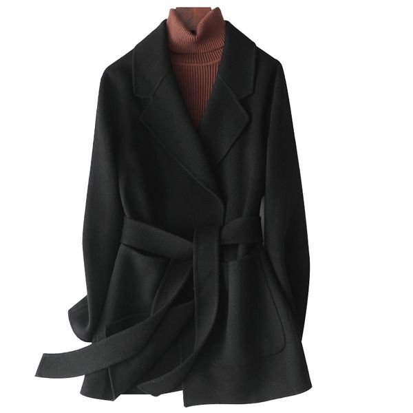 

mdouble sided cashmere coat women's new fall / winter 2020 blazer, Black