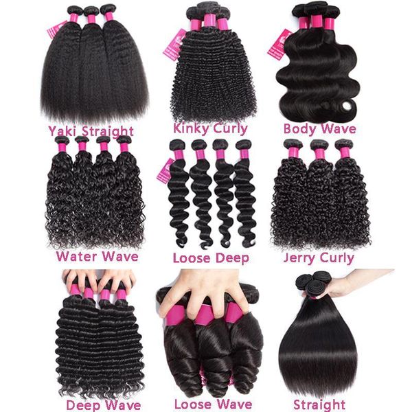 

9a brazilian human hair bundles straight body wave deep wave kinky curly loose wave 100% brazilian peruvian malaysian human hair weaves, Black