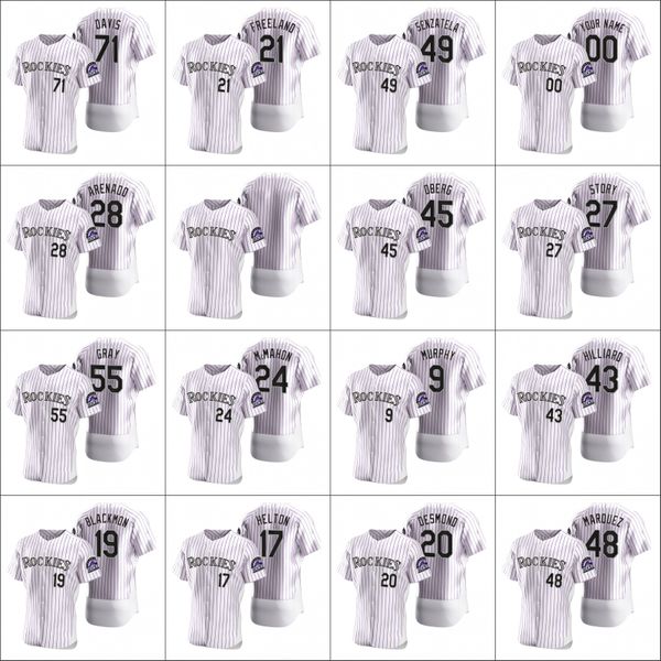 

colorado rockies #27 trevor story 28 nolan arenado 19 charlie blackmon men women youth custom white 2020 authentic jersey, Black