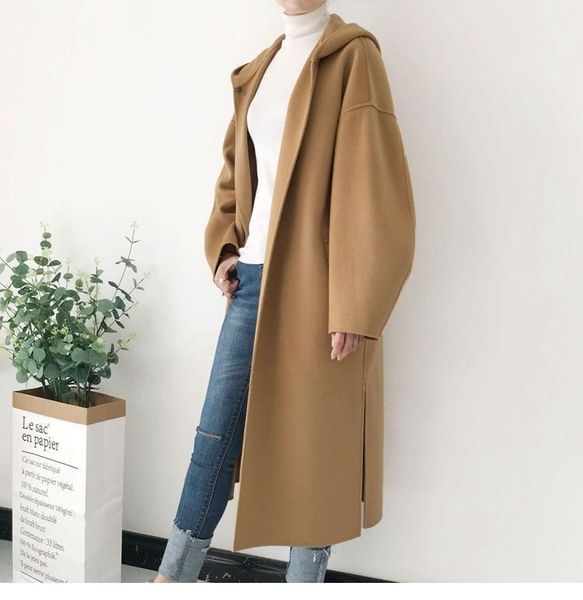 

2018 autumn and winter women fashion wool coat blends1, Black