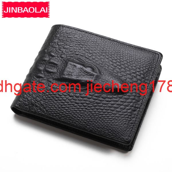 

jinbaolai crocodile head men's wallet card bag leather wallet, Red;black