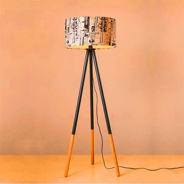 

new design creative warm personality round wood vertical tripod floor lamp with light source us plug modern design floor lamps