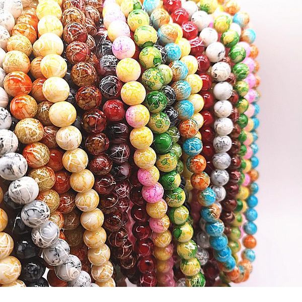 

wholesale 4/6/8/10mm pull white silk glass beads loose spacer beads painted charm for jewellery making diy bracelet&neck jllwlf