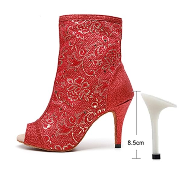 

2021 new women glitter hip latin red ballroom salsa dance boots for girls high heel latino practice dancing shoes 1 skbr, Black
