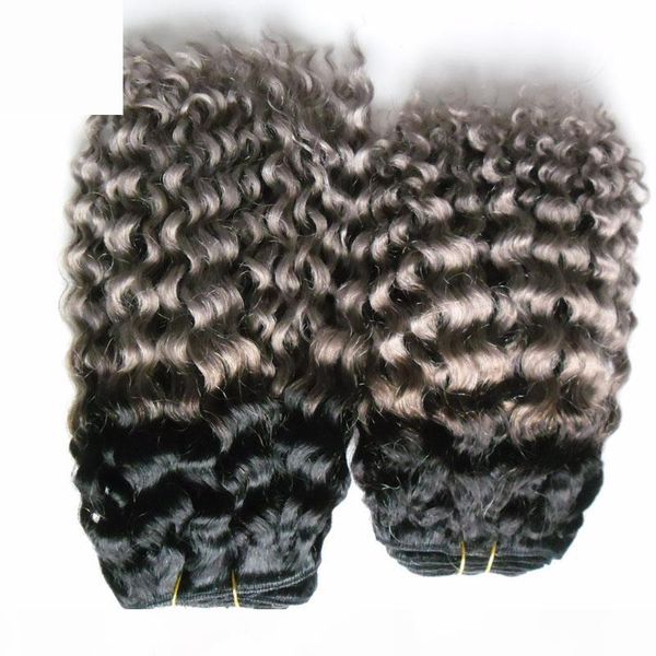 

ombre brazilian hair t1b gray two tone deep wave 200g grey hair weave bundles 2pcs brazilian hair weave bundles, Black
