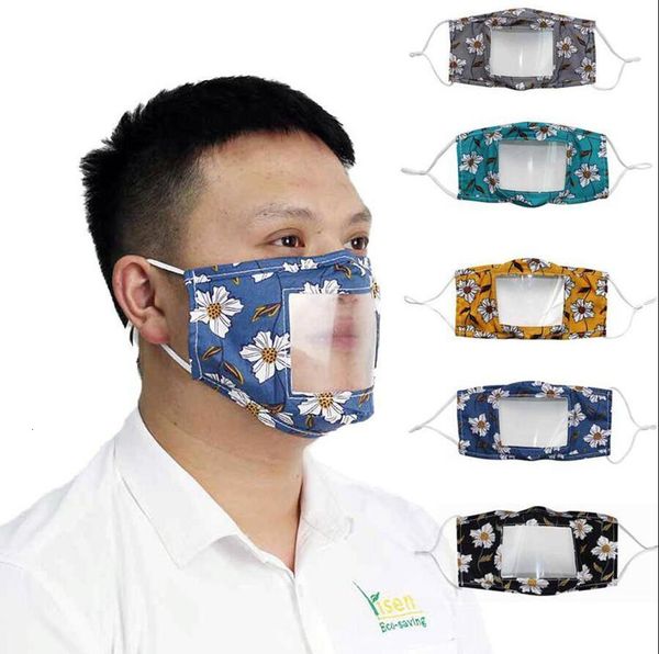 

visible lip language respirator transparen window mouth cover deaf mute washable face masks outdoor cotton protective mask dhf20