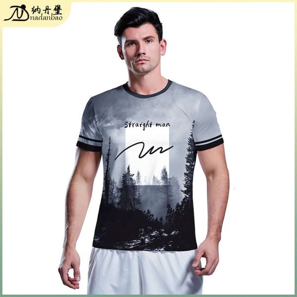 

2020 summer new 3d digital printing t-shirt men's casual round neck short sve, Black
