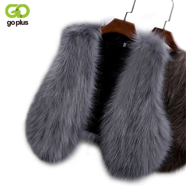 

goplus 2020 new winter women's faux fox fur vest long furry shaggy woman fake fur vest fashion plus size fur vests high quality, Black