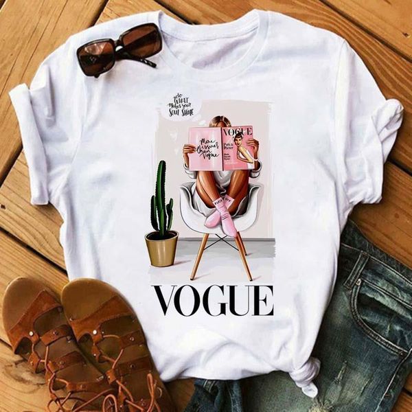 

новая женская vogue t рубашка harajuku корейский стиль о-выреза футболка лето с коротким рукавом повседневная уличная одежда женские топы тр, White