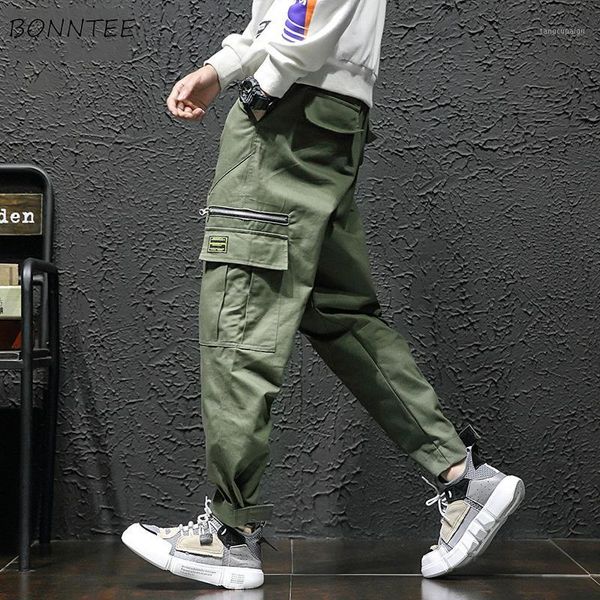 

pants men pockets leisure daily large size hip hop trendy soft simple all-match korean style pant mens trousers1, Black