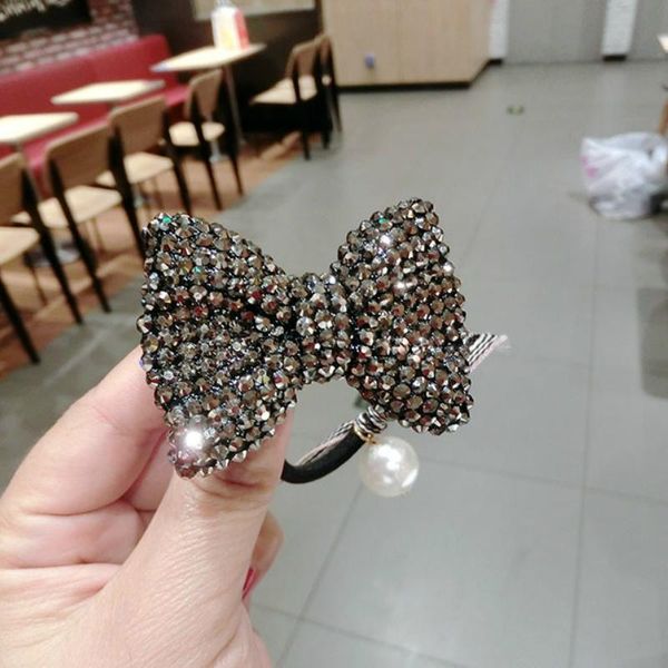 

hair accessories fashion crystal bow elastic band luxury pearl rhinestone jewelry rubber bands rope headbands women