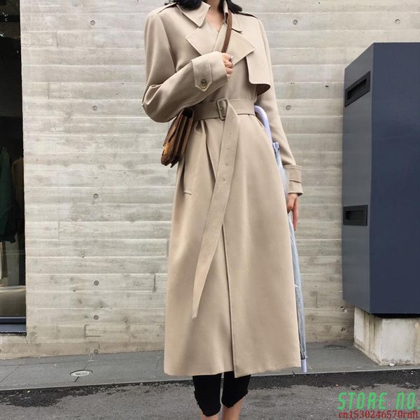 

spring female trench coat high street women clothes 2021 loose outerwear woman worker streetwear long windbreaker with belt fy06, Tan;black