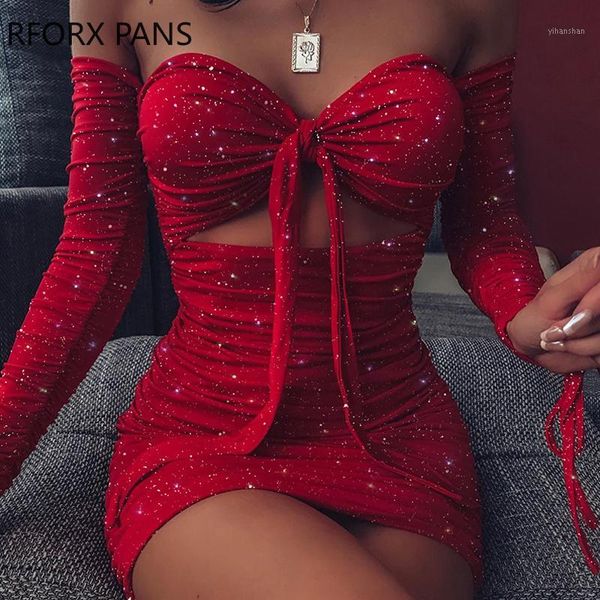 

glitter off shoulder ruched bodycon dress women dress1, Black;gray