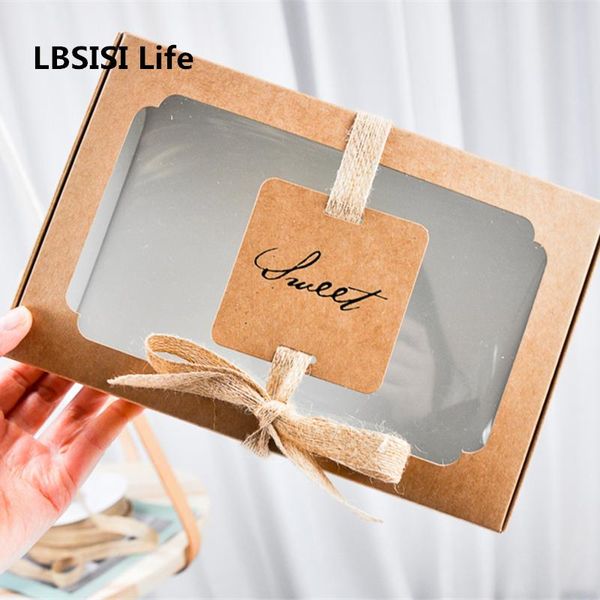 

lbsisi life 10pcs sweet kraft paper box with wibdow birthday wedding gift pack cake boxes and packaging baking cookies favor wmtfys