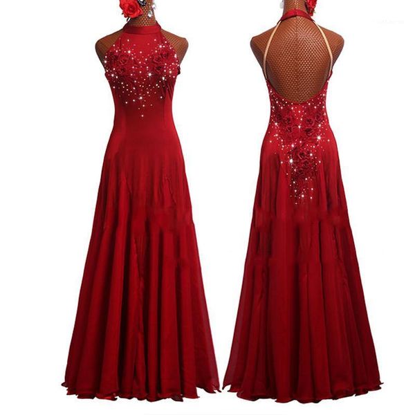 

ballroom dance competition dresses red long dancing dress stage performing outfit waltz dress tango wear ballroom bl26811, Black;red